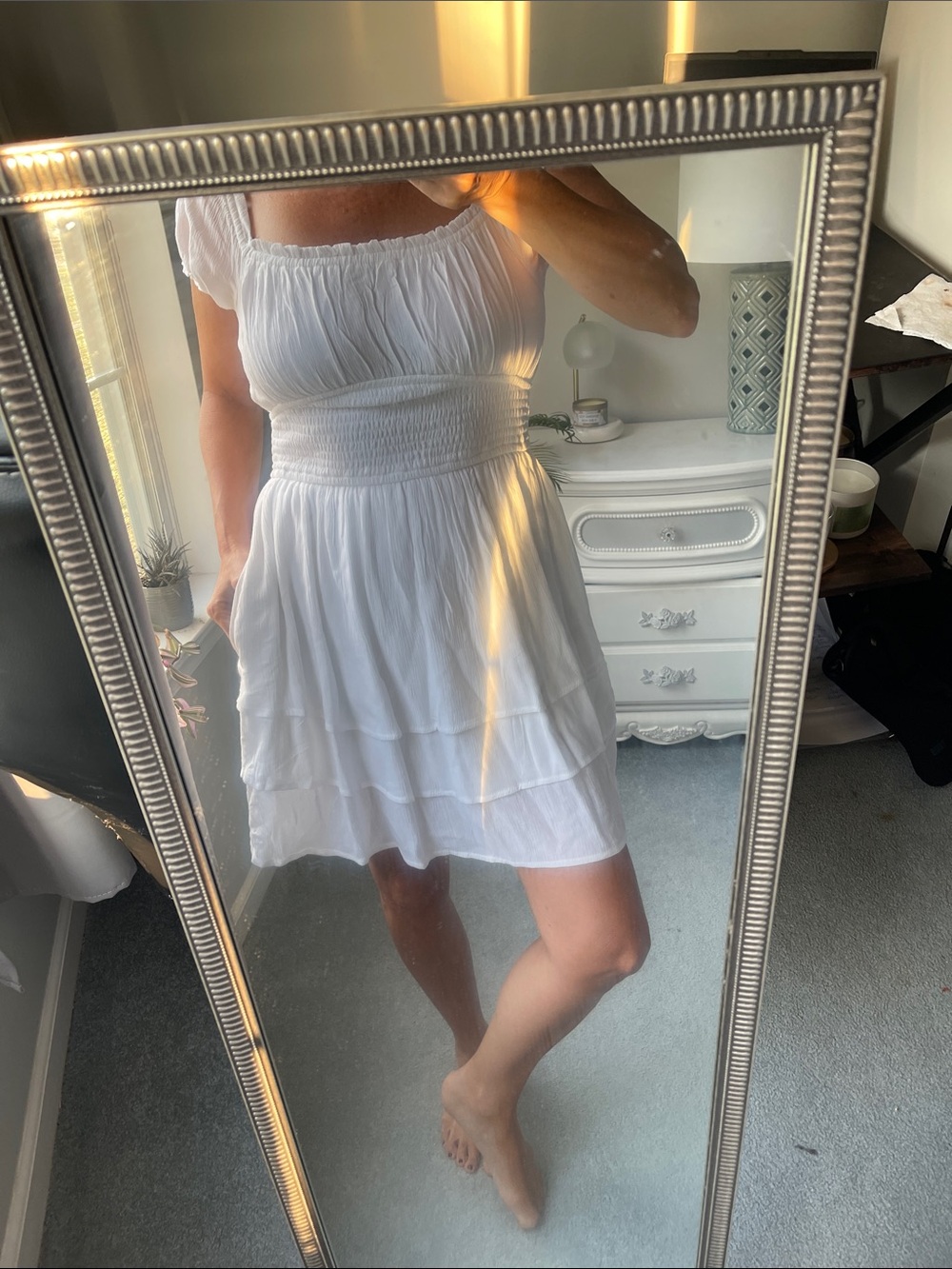 Hollister White Ruffled Tiered Dress